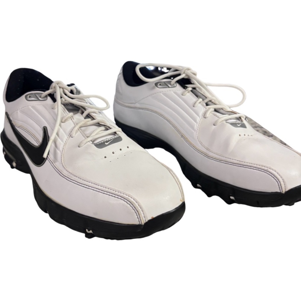 Nike Air Tac Power Channel Size 8.5 Mens Leather Golf Shoe White Black